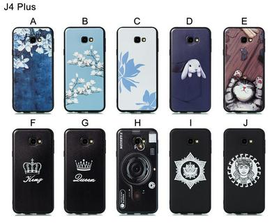 Cat Plum Snow Colored Pattern Anti-Scratch Soft TPU Back Cover Protective Case for Samsung Galaxy J4+ / J4 Plus 2018