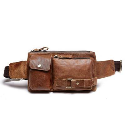 Men & Women Genuine Leather Waist Packs Fanny Pack Belt Bag Phone Bags Waist Pack Pouch 