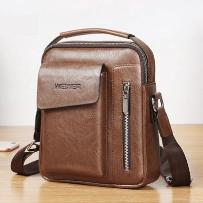Men's PU Leather Small Business Messenger Shoulder Bag Handbag