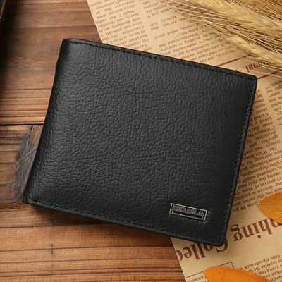 Men's Bifold Genuine Leather Wallet with ID Card Window and Coin Pocket