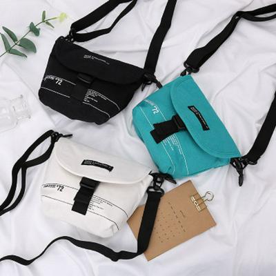 Simple Student Canvas Crossbody Bag Female Casual Mini Draw String Lock Buckle Shoulder Bag