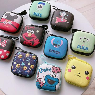 Cartoon cute coin purse small square bag with rope mini headset storage bag charger storage box coin clutch bag