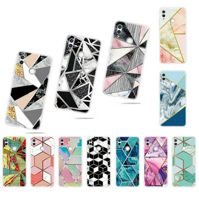 Geometric Marble Pattern Shockproof Anti-Scratch Soft TPU Back Cover Case for Huawei Honor 10 Lite