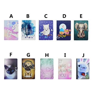 Fox Pegasus Cat Elephant Dog Colored Painting Card Holder Magnetic Flip TPU + PU Leather Protector Case for Samsung Galaxy Tab A 10.5 T590 T595 