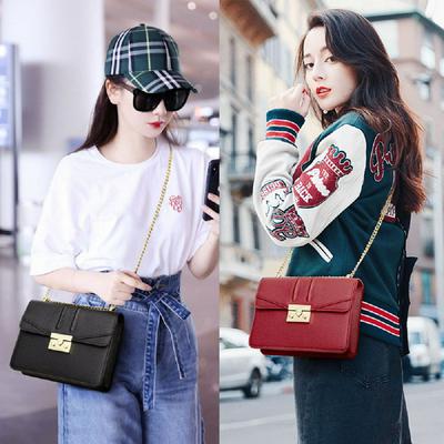 Korean Fashion Retro PU Leather Women Work Shopping Metal Chain Single Shoulder Cross-Body Mini Square Bag