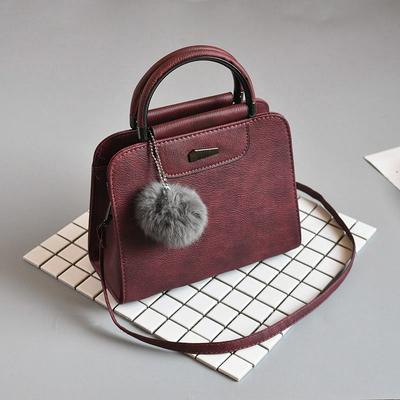 Women's Stylish Handbag Elegant Shoulder Bag with Furry Ball