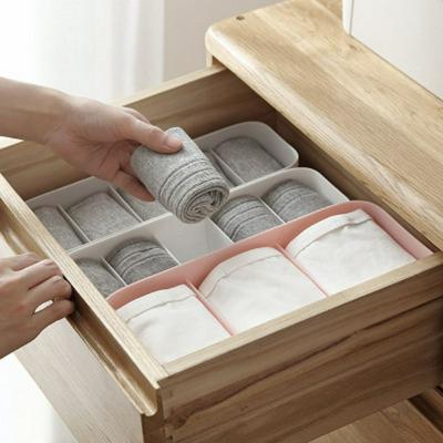 2683 3 or 5 Cells Household Plastic Organizer Storage Box Tie Bra Socks Drawer Cosmetic Divider Tidy Drawer