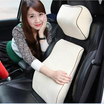 Car Lumbar Support Cushion and Headrest Pillow Set Memory Foam Pillows Set