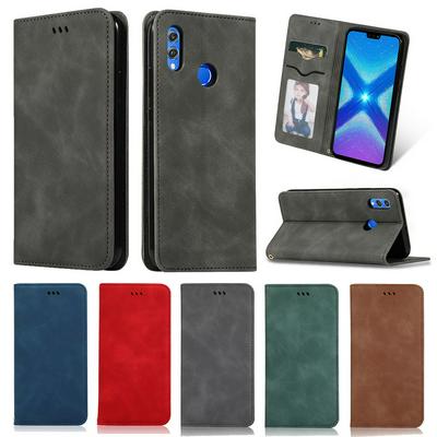 Shockproof Retro Business PU Leather + Soft TPU Card Slot with Picture Frame and Stand Cover Case for Huawei Honor 8X 