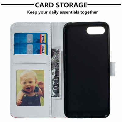 3D Colored Painting Side Flip Shockproof PU Leather + Soft TPU Picture Frame with Card Slots Magnetic Buckle and Stand Wallet Protective Case for Huawei Honor 10