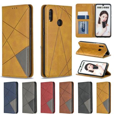 HUAWEI P SMART /Honor10 LITE PU+TPU Clamshell Phone Case Geometric Mosaic Pattern Retro Simple Solid Color Style Leather Phone Case for HUAWEI P SMART /Honor10 LITE Phone Case