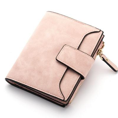 Women's Short Wallet with Buckle Portable PU Leather Matte Purse Card Holder Money Case