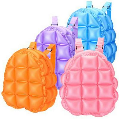 Inflatable Backpack PVC Kids School Bags Boys Girls Waterproof Candy Color Beach Shoulder Bag Lattice 