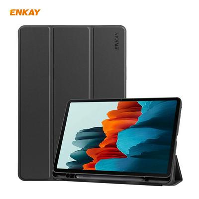 ENKAY ENK-8011 Advanced PU Tri-fold Custer Pattern + TPU Bottom Shell with Bracket and Pen Slot Intelligent Sleep Protection Cover for Samsung Galaxy Tab S7 11.0 T870 / T875