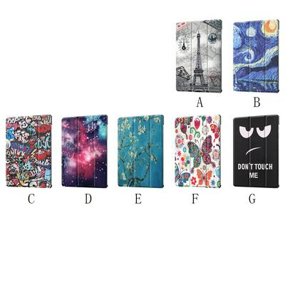 Colored Painting Tri-Fold Side Flip Shockproof PU Leather + Soft TPU with Stand and Auto Sleep / Wake Function Wallet Protective Case for Samsung Galaxy Tab S7+ T970
