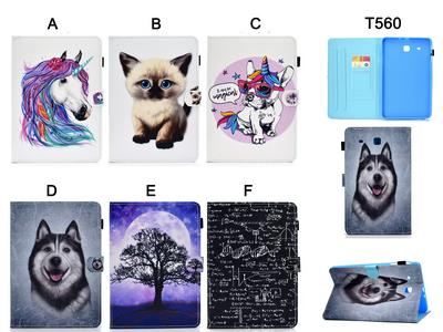 Card Holder Adjustable Stand TPU + Sewing PU Leather Protector Case for Samsung Galaxy Tab E 9.6 T560