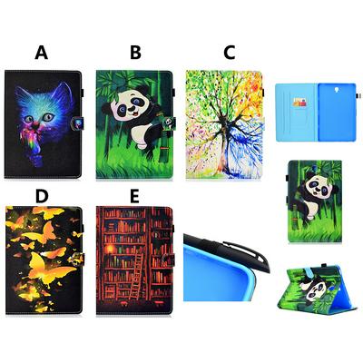 Panda Butterfly Tree Colored Painting Card Holder Magnetic Flip TPU + PU Leather Protector Case for Samsung Galaxy Tab A 10.5 T590 T595