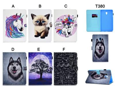 Card Holder Adjustable Stand TPU + Sewing PU Leather Protector Case for Samsung Galaxy Tab A 8.0 (2017) / A2 S / T380 T385