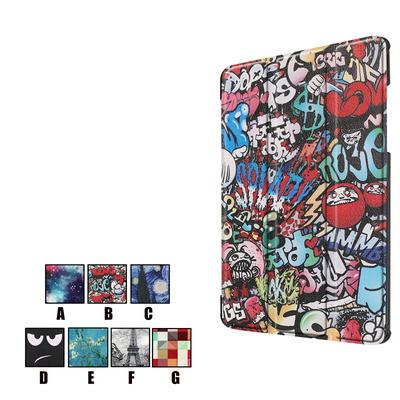 Tri-Fold Support Girl Plum Butterfly Colored Painting Pattern Side Flip Stand PC + PU Leather Case for Samsung Galaxy Tab A 8.0 2019 t295 t290