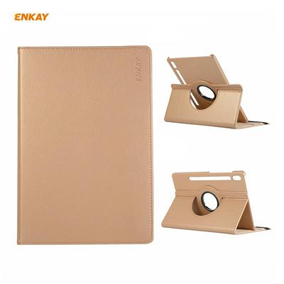 Enkay Hat-Prince Litchi Pattern Side Flip 360° Rotating PU Leather + Hard PC Smart Wake Sleep and Stand Case for Samsung Galaxy Tab S7 T870 / T875