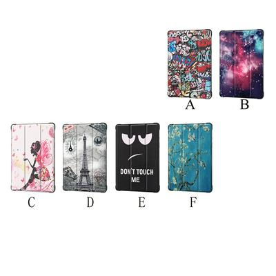 Colored Painting Tri-Fold Side Flip Shockproof PU Leather + Soft TPU with Stand and Auto Sleep / Wake Function Wallet Protective Case for Samsung Galaxy Tab A7 2020 T500