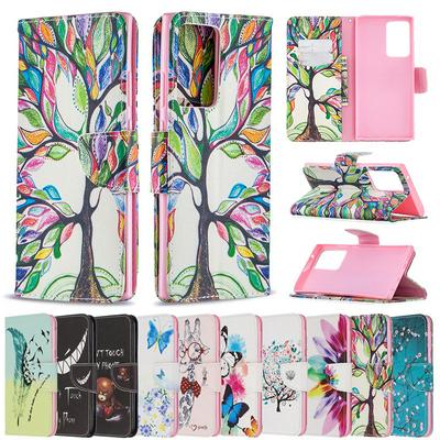 Colored Painting Scratch Resistant Clamshell Type PU Leather Phone Protective Case with Card Slots&Stand for Samsung Galaxy Note20 Ultra