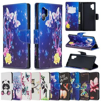 Printed Wallet Case for Samsung Galaxy Note 10+, Stitching-reinforced Leather Phone Cover with Card Pockets, Cash Pocket, and Hidden Kickstand