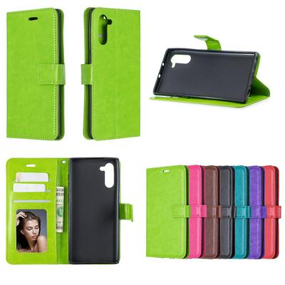 Crazy Horse Pattern PU Leather + TPU with Card Slots Wallet and Stand Support Cover Case for Samsung Galaxy Note10 