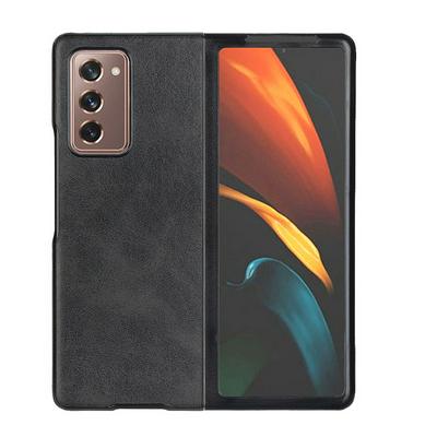 Double Color Cowhide Pattern Folding PU Leather Coated Hard PC Back Cover Case for Samsung Galaxy Z Fold2 5G