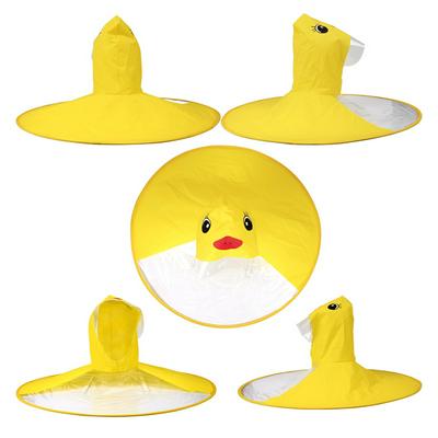 Cute Cartoon Duck UFO Shape PEVA Children Outdoor Cloak Transparent Waterproof Raincoat
