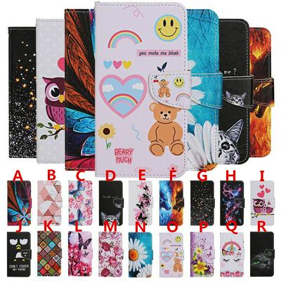 Colored Painting Wrist Strap Style Shock-Absorption Side Flip PU Leather + Soft TPU Card Slots with Magnetic Buckle and Stand Wallet Protective Case for Samsung Galaxy A21
