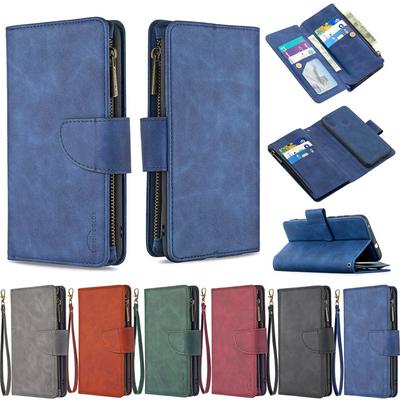 BF02 Style Wrist Strap Multi-Function PU Leather + Detachable Magnetic Leather Coated TPU Back with Card Slots Picture Frame and Magnetic Buckle Zipper Stand Wallet Bag Case for Samsung Galaxy A11