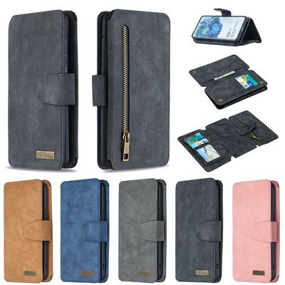 Frosted Zipper Wallet BF07 Type Scratch Resistant PU Leather Wallet Phone Case with Stand &Card Slots for Samsung Galaxy S20+