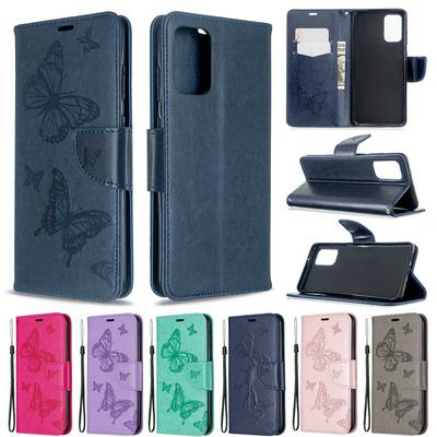 Embossed Butterfly Pattern PU Leather + Soft TPU Card Slots with Stand Support Protective Cover Case for Samsung Galaxy S11 