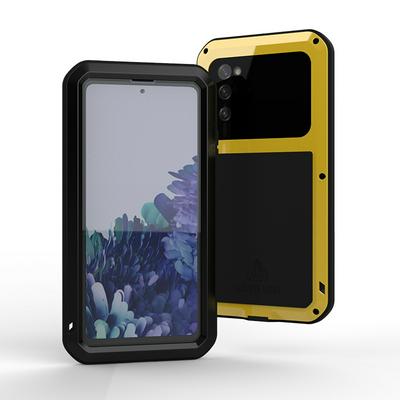 Love Mei Powerful Series Dust-Proof Shockproof Splash-Proof Silicone + Metal + Tempered Glass Support Wireless Charging Back Cover Case for Samsung Galaxy S20 FE