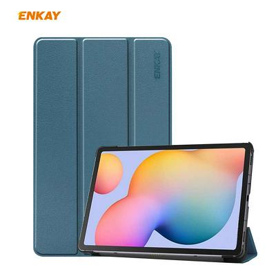 ENKAY ENK-8002 Advanced PU Tri-fold Custer Pattern + Plastic Bottom Shell with Bracket Intelligent Sleep Protection Cover for Samsung Galaxy Tab S6 Lite