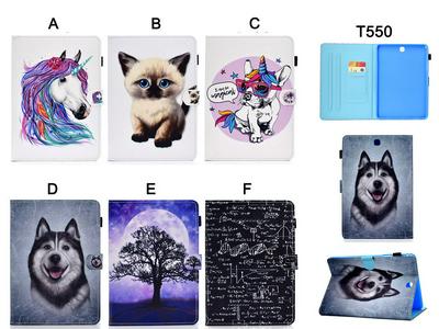 Card Holder Adjustable Stand TPU + Sewing PU Leather Protector Case for Samsung Galaxy Tab A 9.7 T550