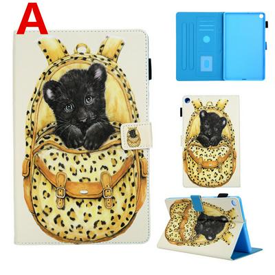 Colored Painting Shockproof Side Flip PU Leather + Soft TPU Pen Slot Card Slots with Magnetic Buckle and Stand Wallet Protective Case for Samsung Galaxy Tab A 8.0 2019 T295 T290