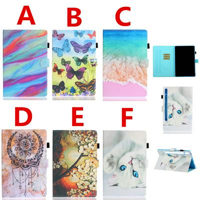 Colored Painting Shockproof Scratch Resistant Clamshell PU Leather +TPU Tablet Protective Cover with Pencil Holder for Samsung Galaxy Tab S7 T870