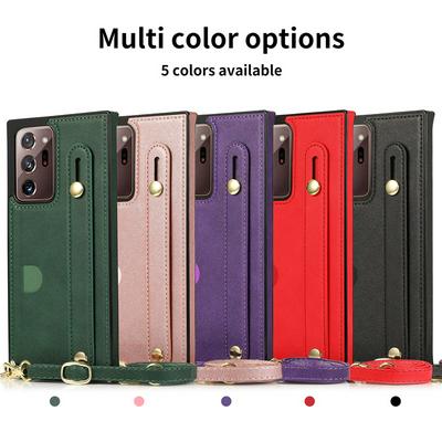 Crossbody Backpack Type Dropproof Shockproof PU Leather Wallet Phone Case with Card Slot and Wrist Strap for Samsung Galaxy Note20 Ultra