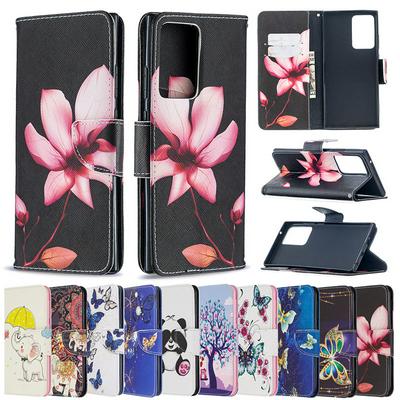 Colored Painting Side Flip Shockproof PU Leather + Soft TPU Magnetic Buckle with Stand and Card Slots Wallet Protective Case for Samsung Galaxy Note20 Ultra