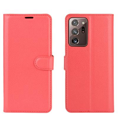 Solid Color Litchi Pattern Shock-Absorption Side Flip PU Leather + Soft TPU Card Slots with Magnetic Buckle and Stand Wallet Case for Samsung Galaxy Note20 Ultra