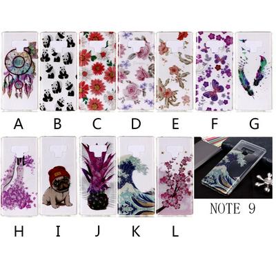 Glitter Powder Colored Painting Transparent Soft TPU Back Cover Case for Samsung Galaxy Note 9 