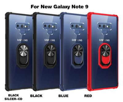 Sergeant Acrylic Shock Absorption and Anti-fall PC+TPU Phone Case with Metal Ring Kickstand and Metal Patch for Samsung Galaxy Note 9
