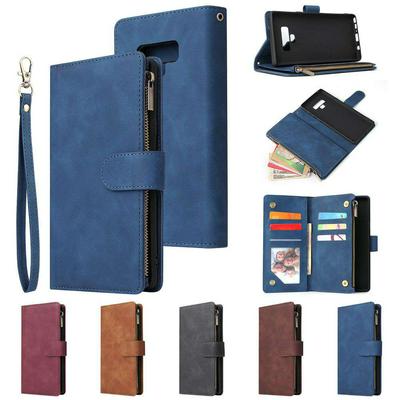 Wallet Phone Case for Samsung Galaxy Note 9, Doka Slots Leather Phone Cover With Magnetic Buckle