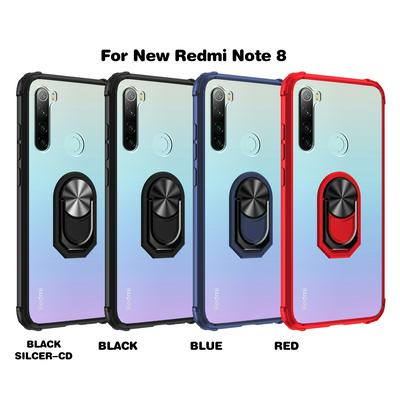 2 in 1 Detachable Anti-fall Shockproof Hard PC Bracket Acrylic Back Cover Case with Kickstand Ring for Xiaomi Redmi Note 8