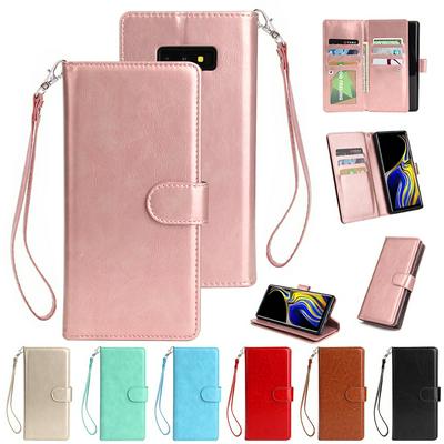 Solid Color Side Flip PU Leather + Soft TPU Picture Frame with  Picture Frame and 9 Cards Slot Wallet Protecting Cover Case for Samsung Galaxy Note 9 