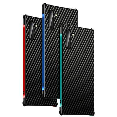 Metal Bumper Phone Case for Samsung Galaxy Note 10, Shockproof Carbon Fiber Phone Cover