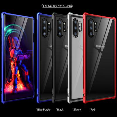 Tempered Glass Phone Case for Samsung Galaxy Note 10+, Shockproof Aluminum Alloy Bumper Phone Case