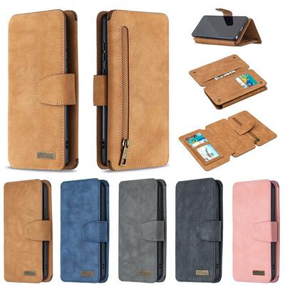 Frosted Zipper Wallet BF07 Type Scratch Resistant PU Leather Wallet Phone Case with Stand &Card Slots for Samsung Galaxy Note20